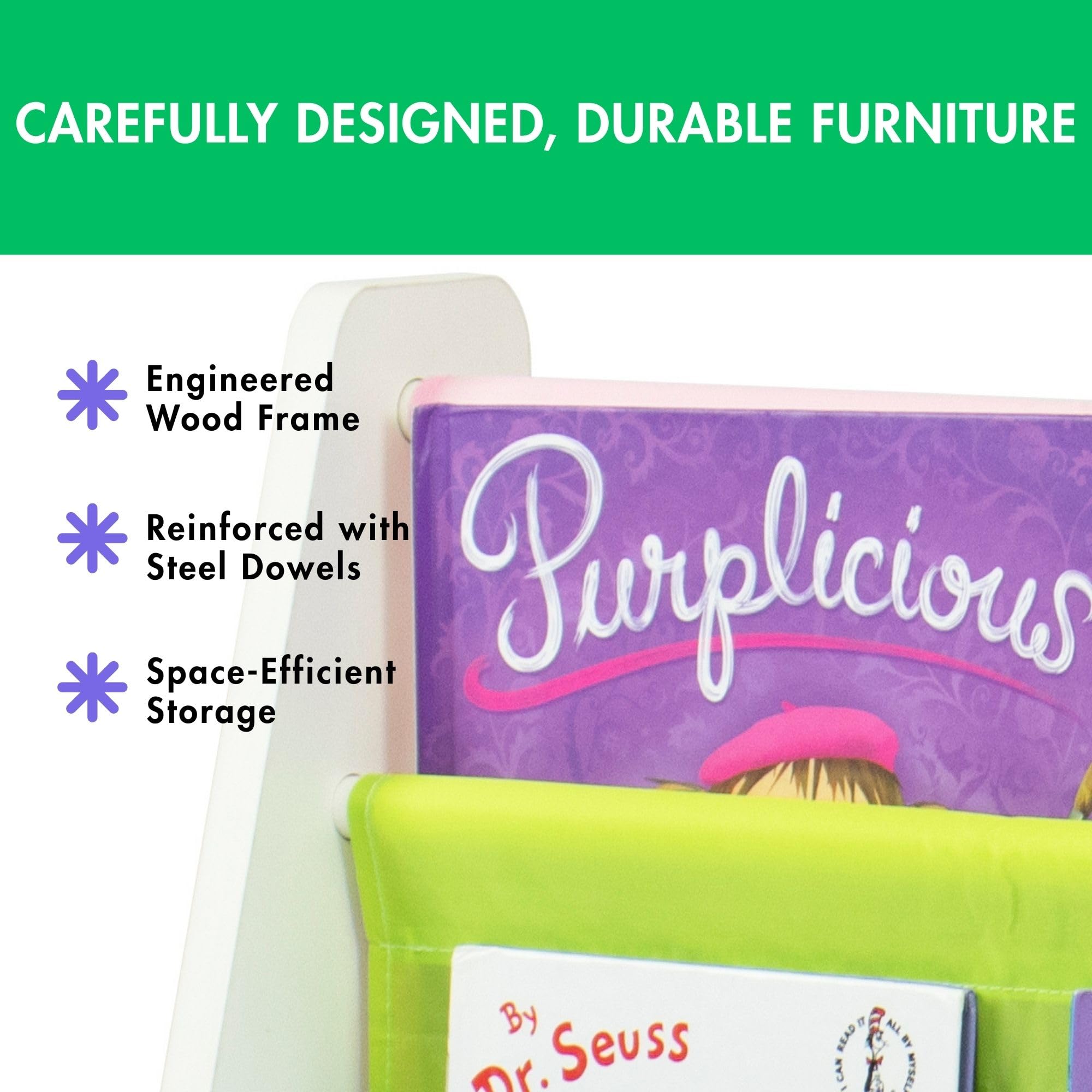 Humble Crew 4-Tier bookshelf in a cozy reading corner encourages independence.