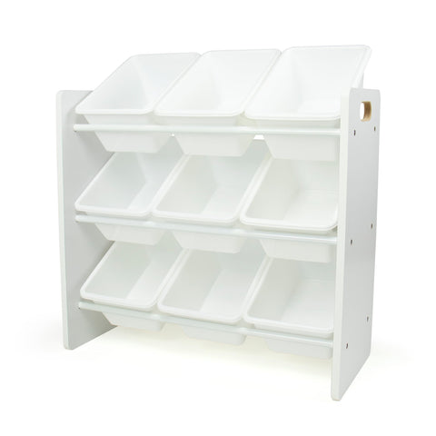 Humble Crew 9-bin toy organizer assembly shows sturdy construction for durable playroom storage.