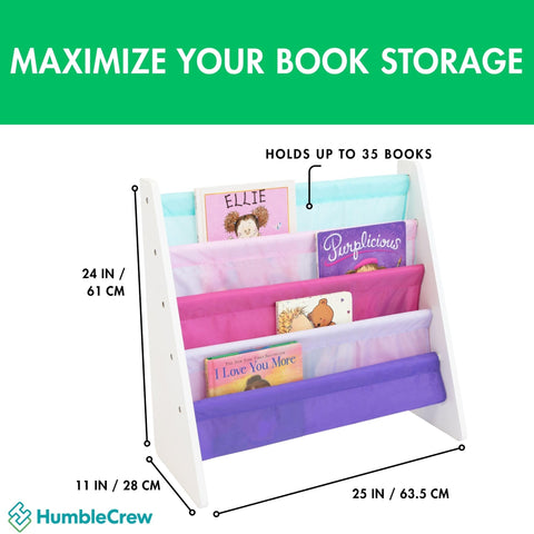 Humble Crew Kids Bookshelf compact dimensions fit small rooms without clutter.