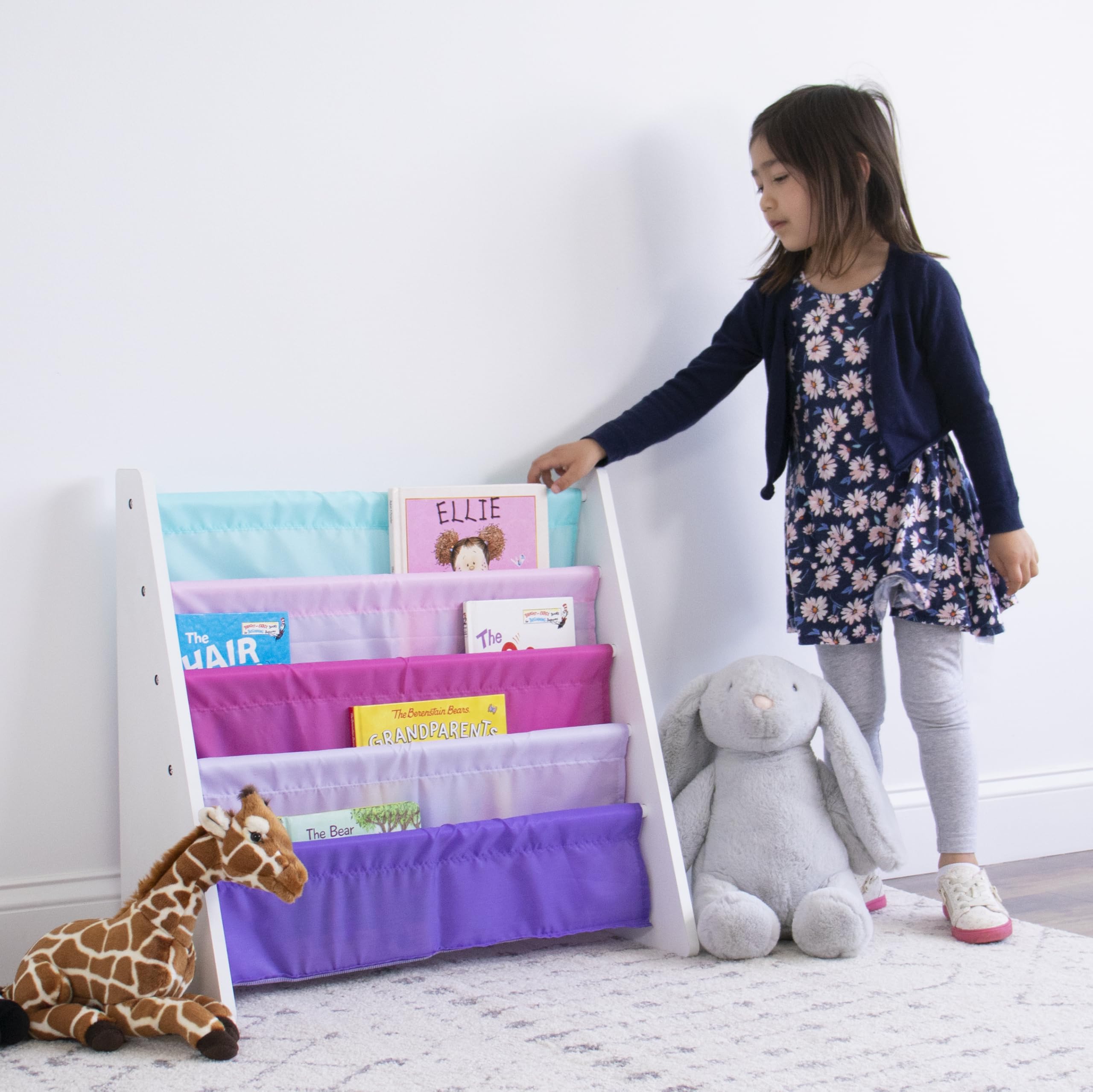 Humble Crew Kids Bookshelf durable engineered wood withstands daily toddler use.