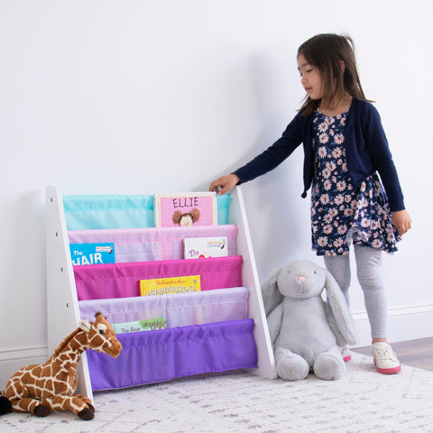 Humble Crew Kids Bookshelf durable engineered wood withstands daily toddler use.