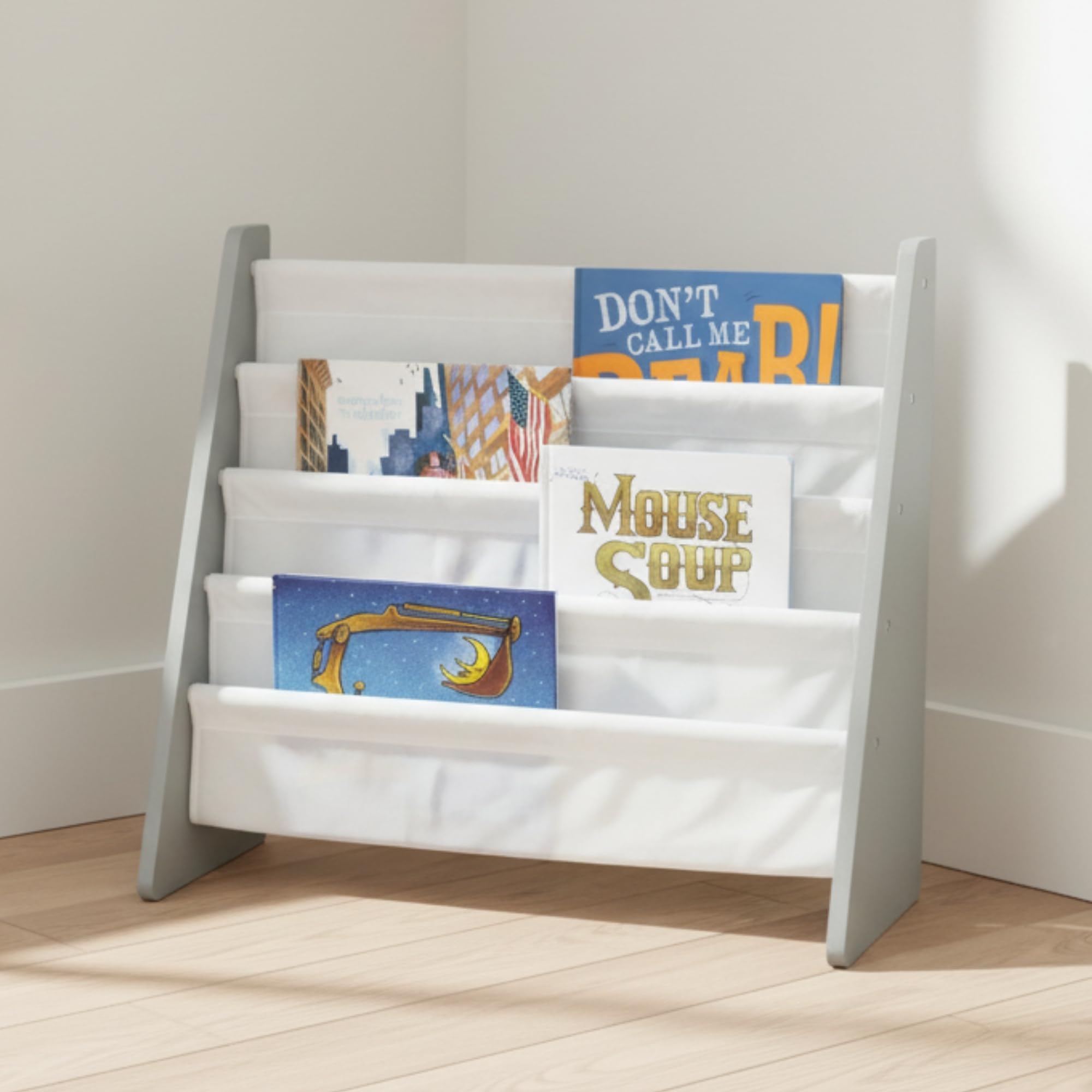 Humble Crew Kids Bookshelf four-tier layout keeping titles organized and reachable