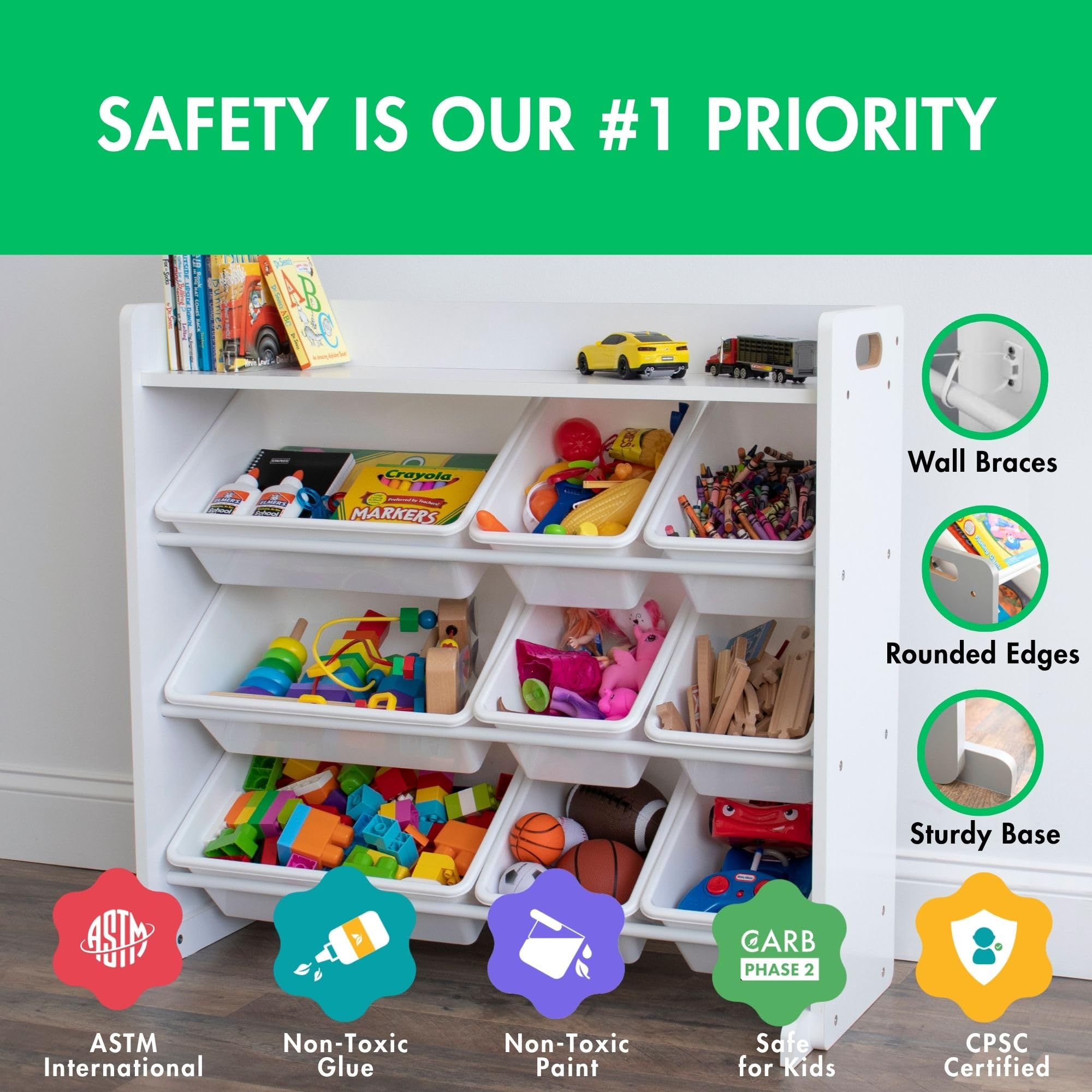 Humble Crew open design encourages visible, easy access to toys