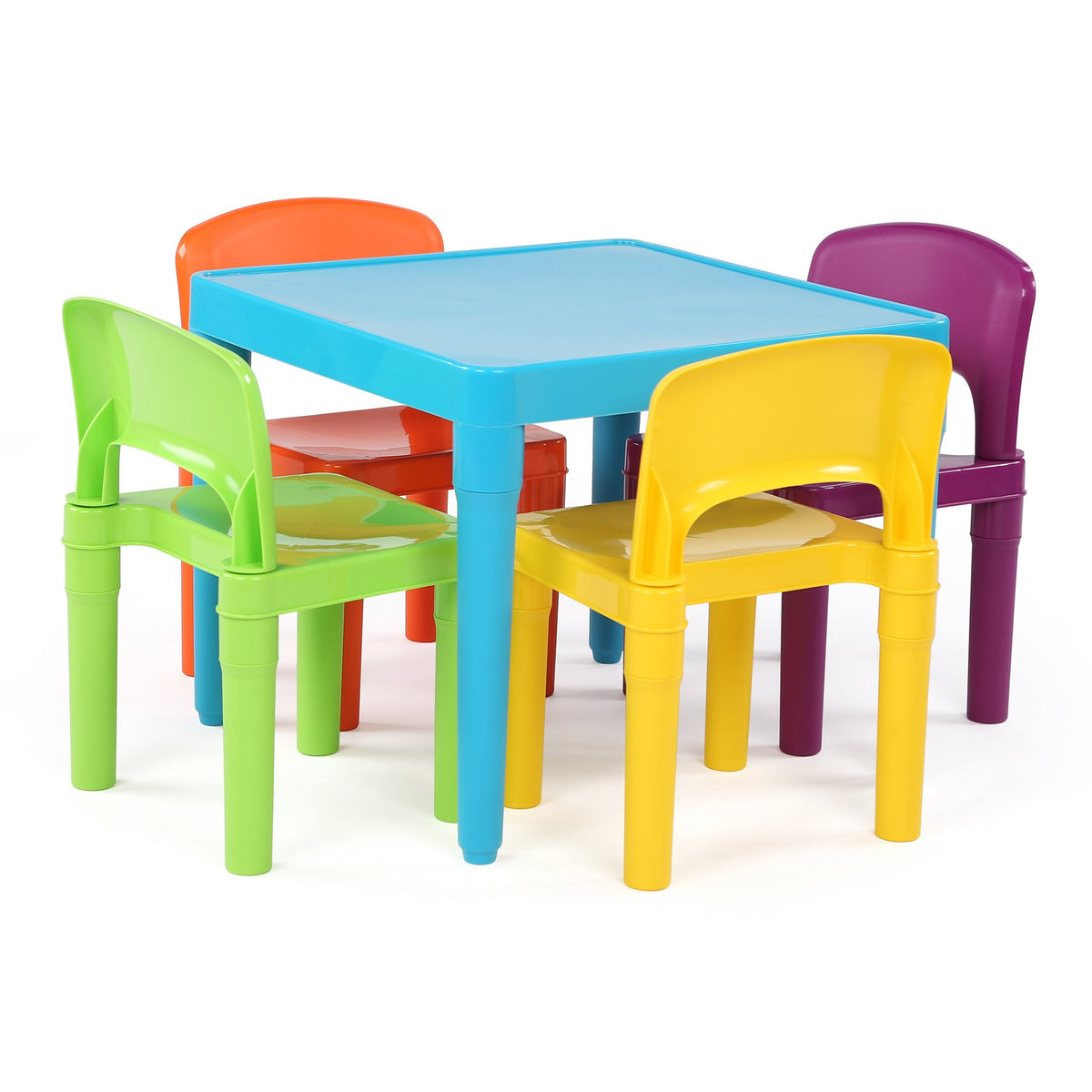 Humble Crew blue table and chairs set ideal for focused play and learning.