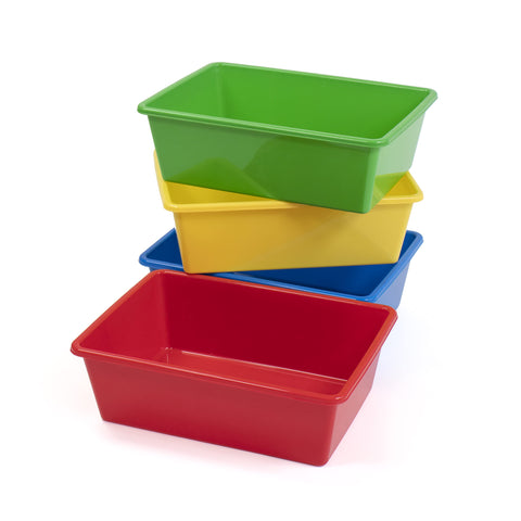 Humble Crew toy storage bin in primary colors keeps playroom items organized and accessible.