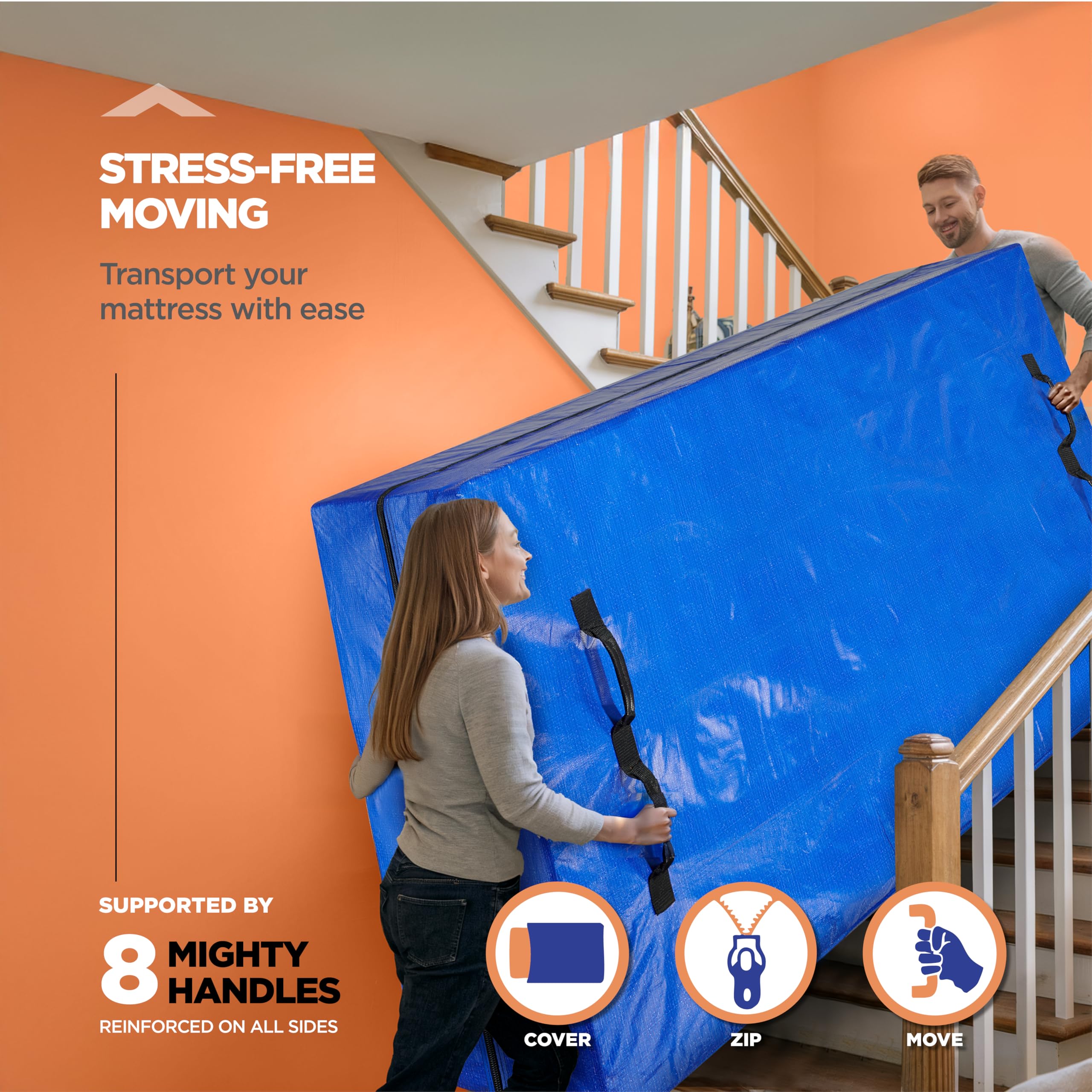 Tear-proof tarp material protects against dirt and moisture.