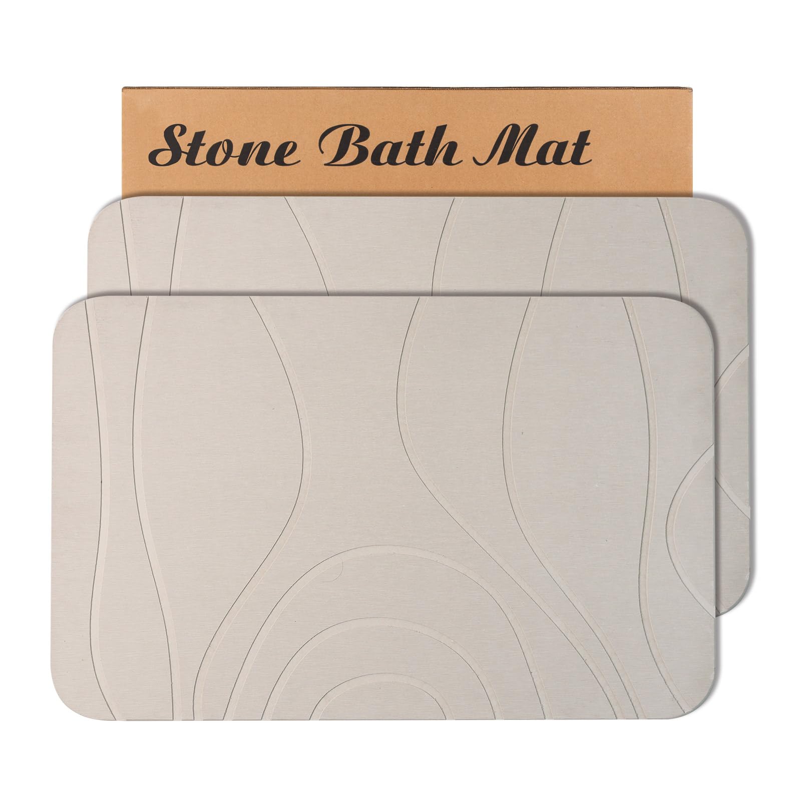 HUMIGA 2-pack stone bath mats on bathroom floor for quick dry and absorbency