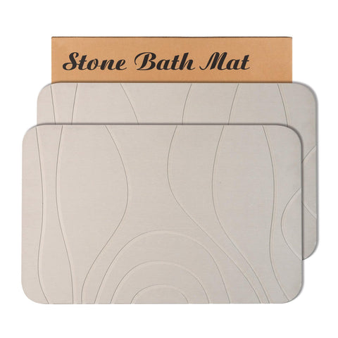 HUMIGA 2-pack stone bath mats on bathroom floor for quick dry and absorbency