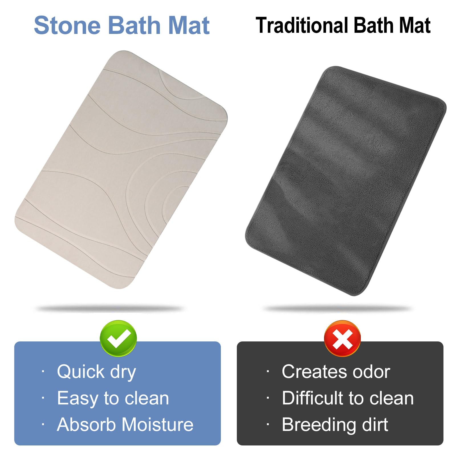 HUMIGA stone bath mat easy to clean with water