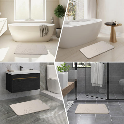 HUMIGA stone bath mat measures 24x15 inches for versatile placement