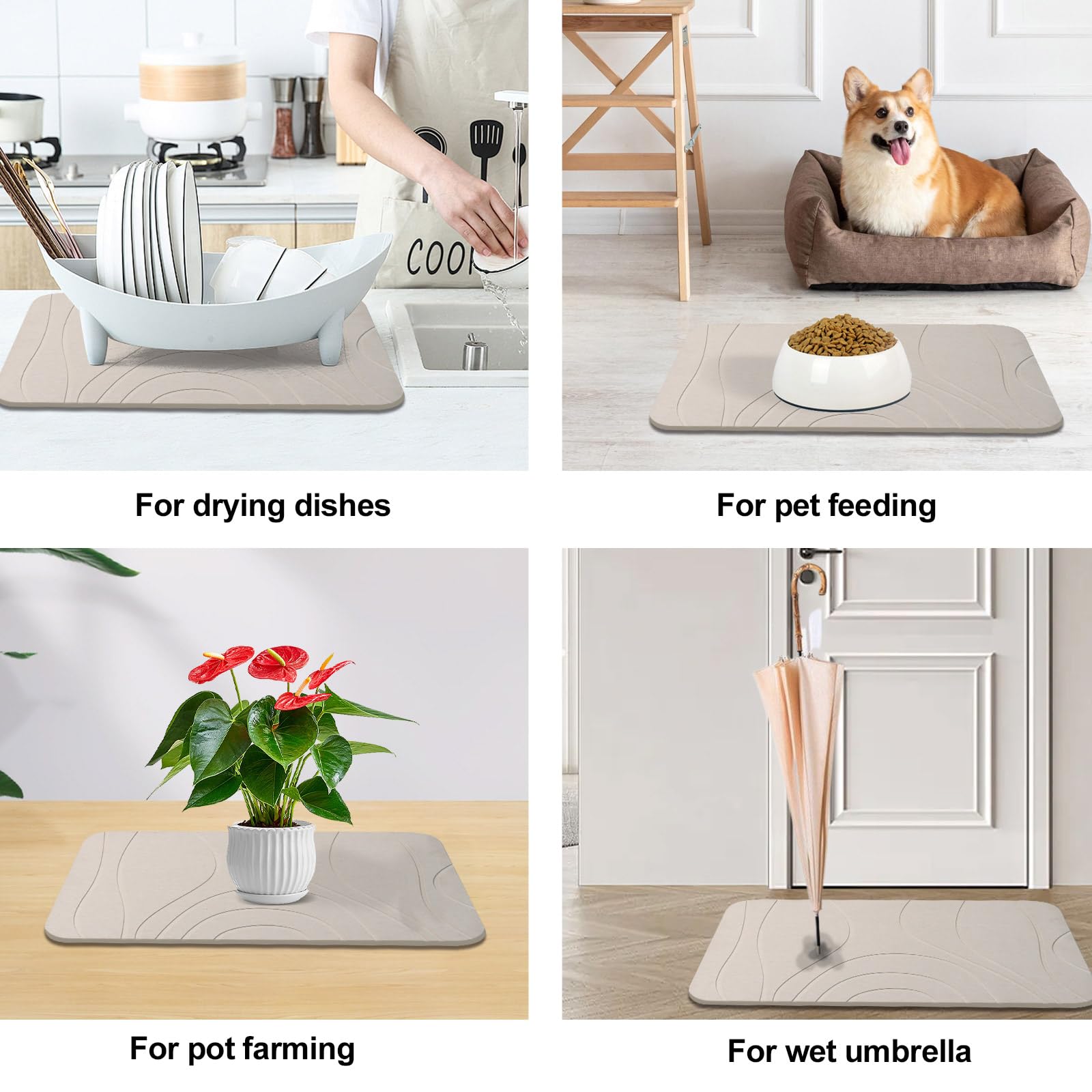 HUMIGA stone bath mat versatile for bathroom, kitchen, or entryway