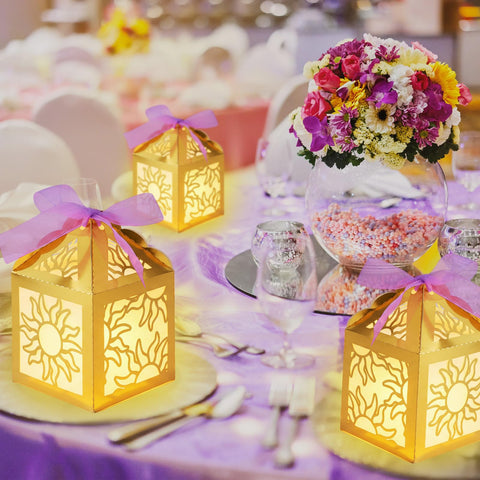 Humyoun sun cutout pattern creates charming shadows for evening events.