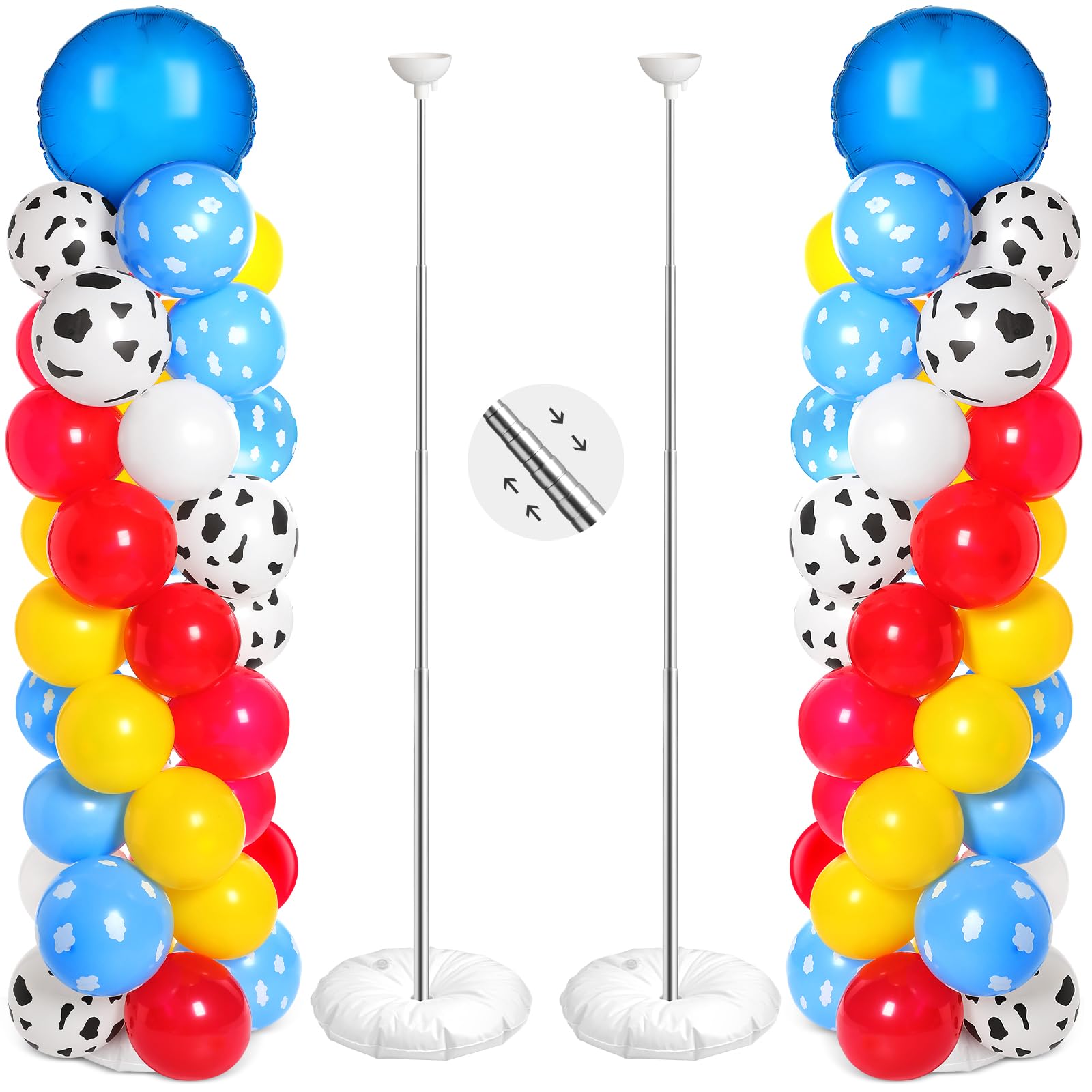 Hungdao balloon column stand with cow and cloud pattern, a striking party centerpiece.