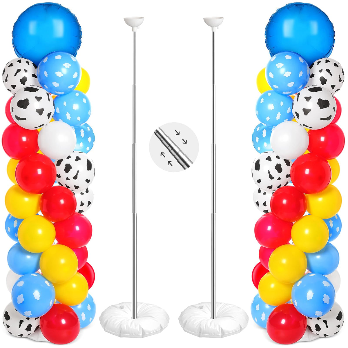 Hungdao balloon column stand with cow and cloud pattern, a striking party centerpiece.
