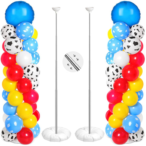 Hungdao balloon column stand with cow and cloud pattern, a striking party centerpiece.