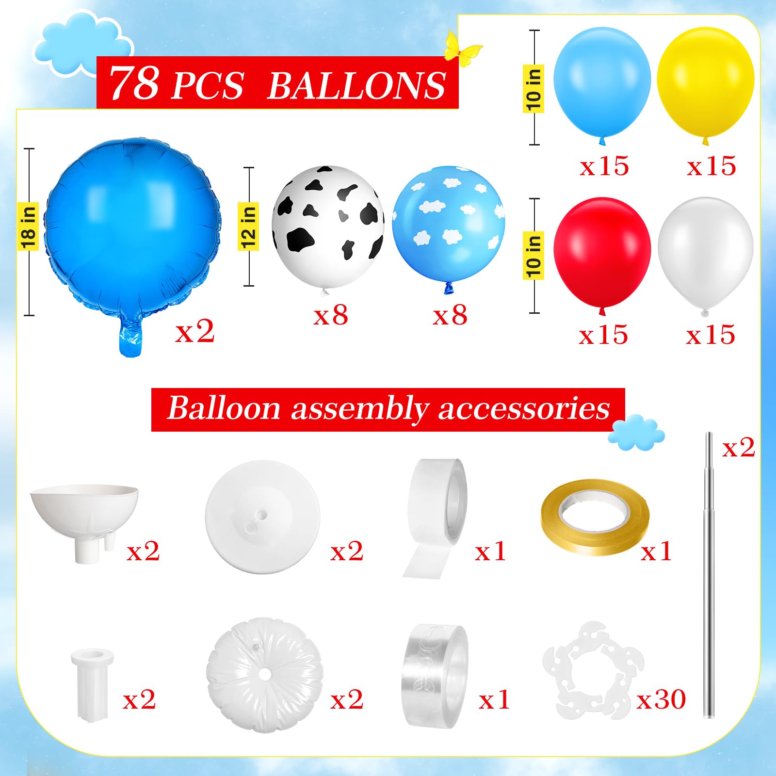 Hungdao cloud-foil balloons create dramatic height for a festive display.