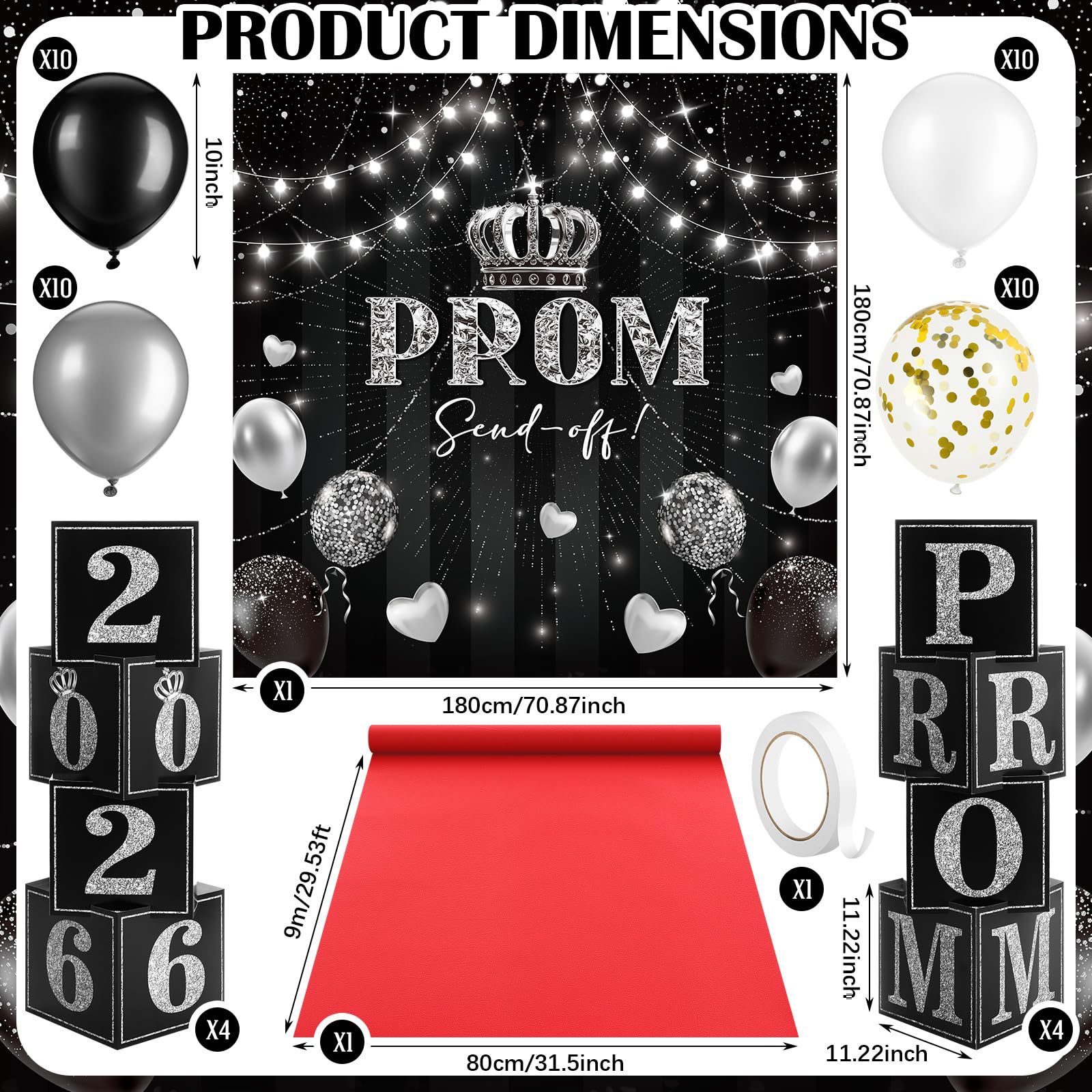 Hungdao red carpet 80x900 cm adds a luxurious entry for prom photos.