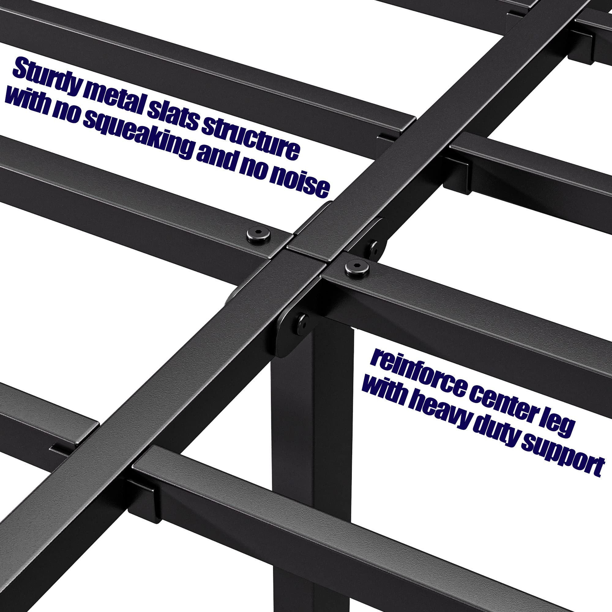 Hunlostten full-size frame supports standard mattresses securely.