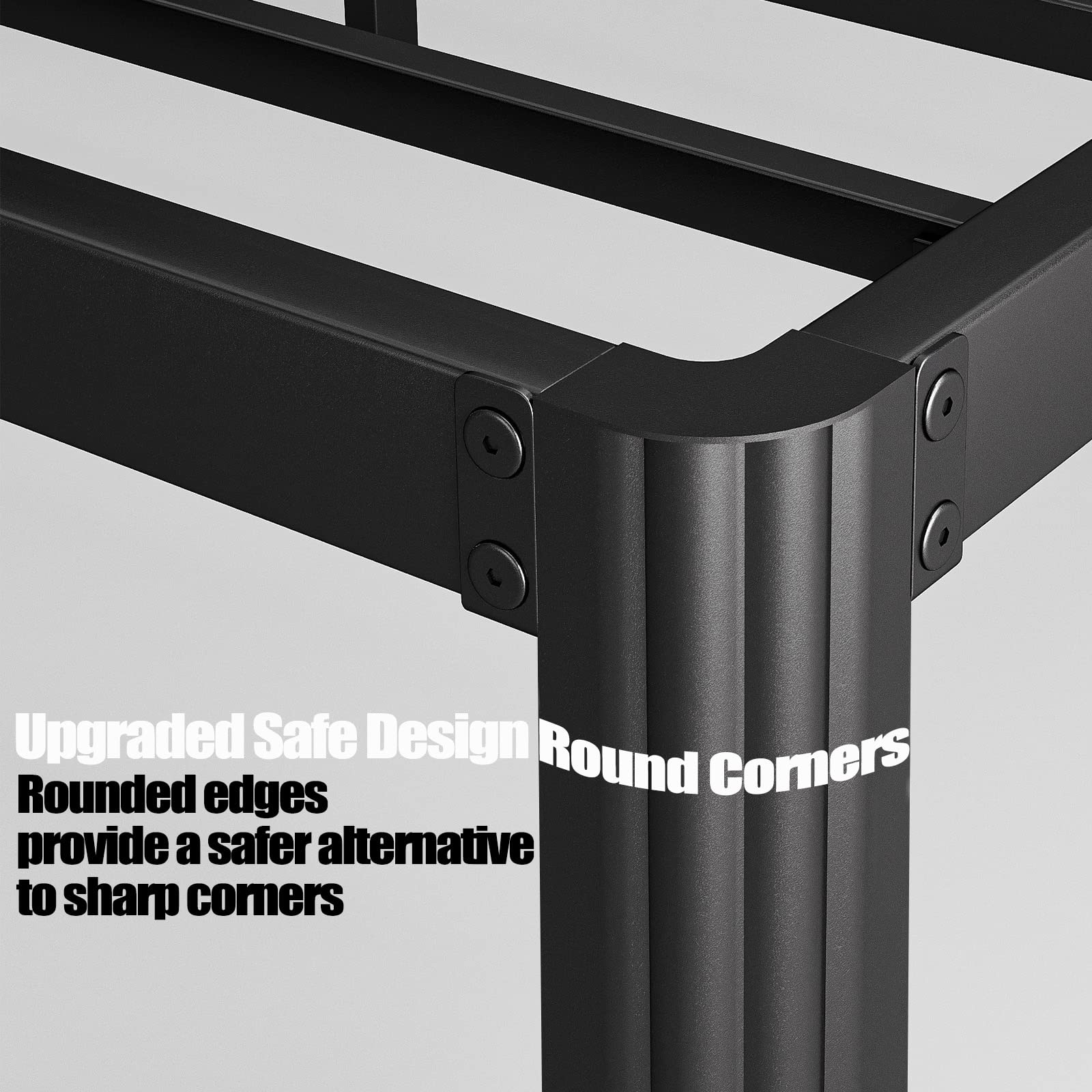 Hunlostten bed frame features reinforced construction for heavy loads.