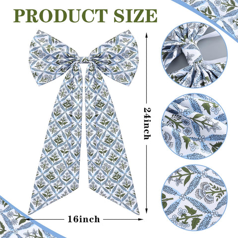 HunnmingRe burlap wreath sash in blue adds durable, timeless decor