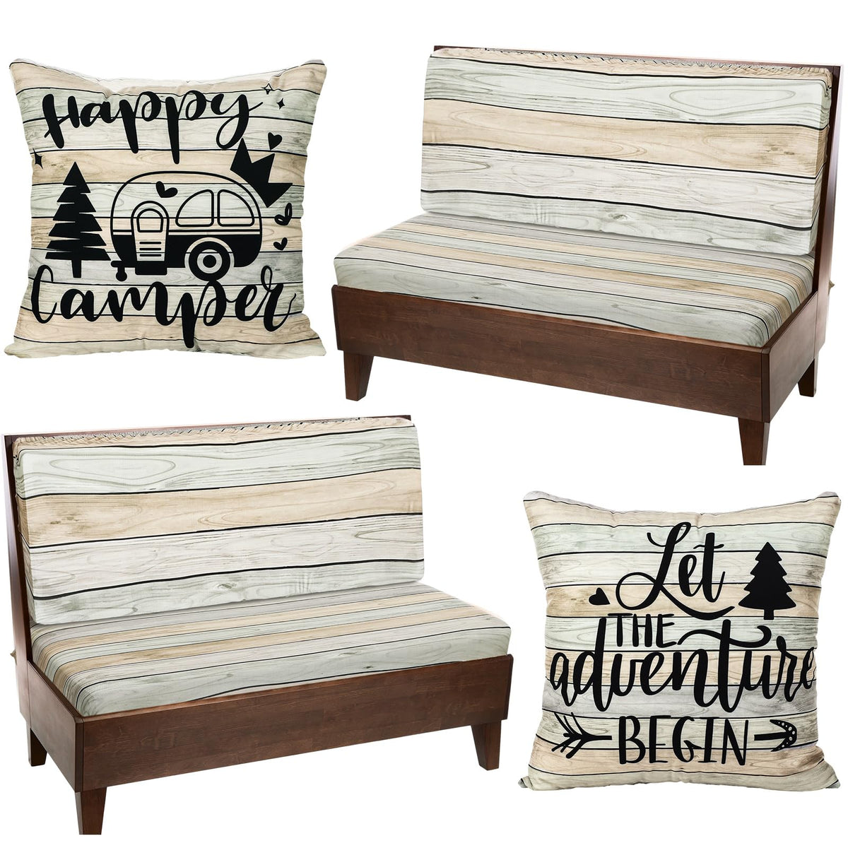 HunnmingRe pillowcase camping pattern soft and washable for RV cushions