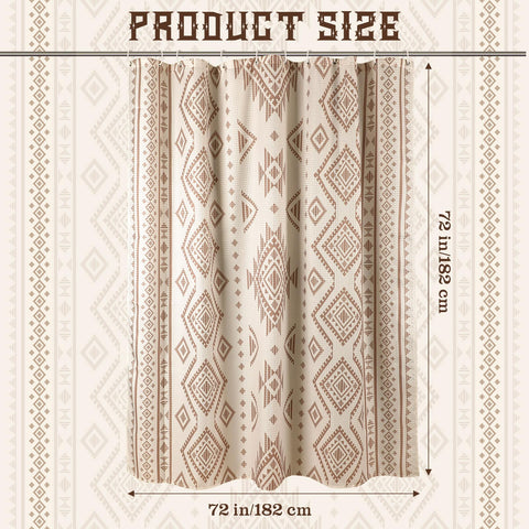 HunnmingRe beige and white fabric curtain brightens a bath while softening the space