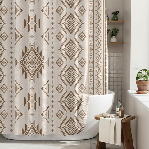HunnmingRe Western curtain with waffle Southwest Aztec pattern for stylish privacy