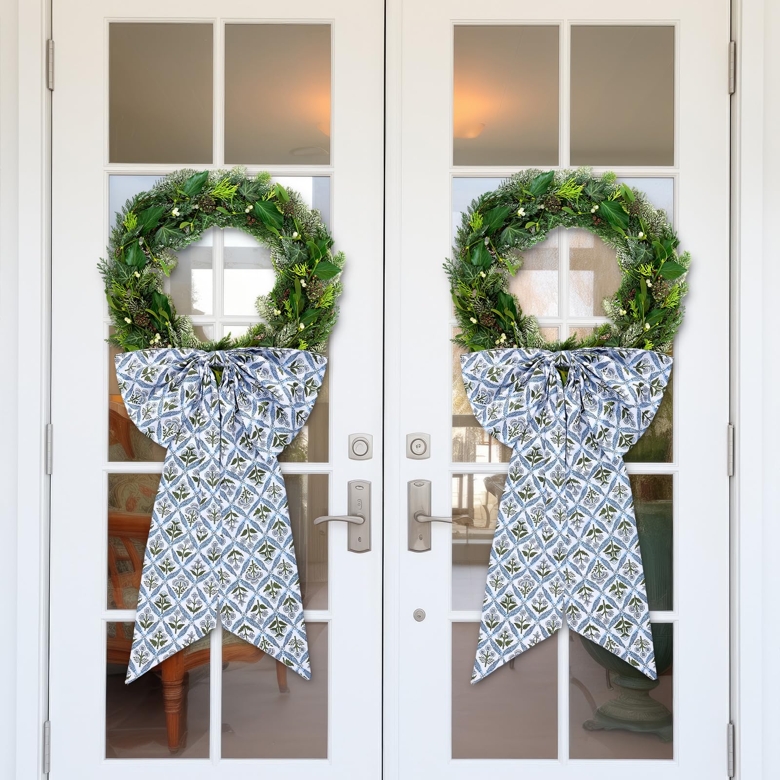 HunnmingRe wreath sash enhancing wreaths, trees, and gift boxes with blue design