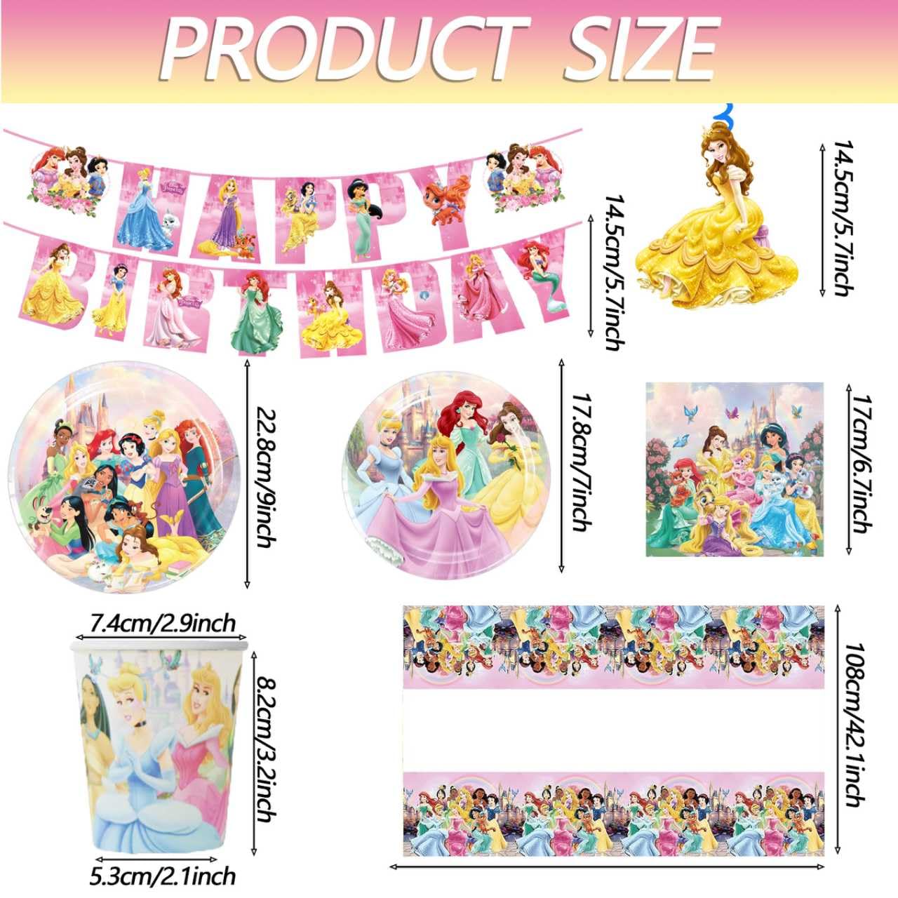 Hupalun Disney Princess napkins add color and quick cleanup.