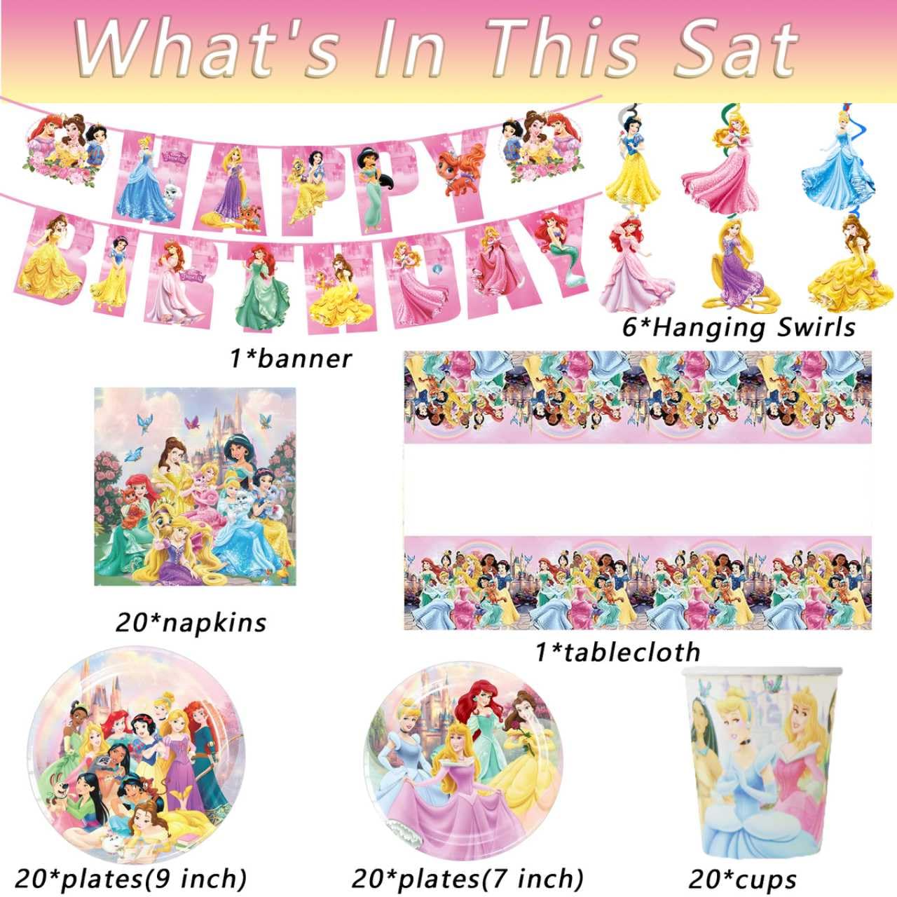 Hupalun Disney Princess plates in 7in for snacks and kids' meals.