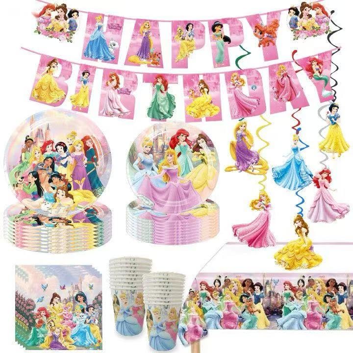 Hupalun Disney Princess plates in 9in for main meals and party styling.