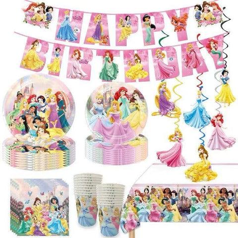 Hupalun Disney Princess plates in 9in for main meals and party styling.