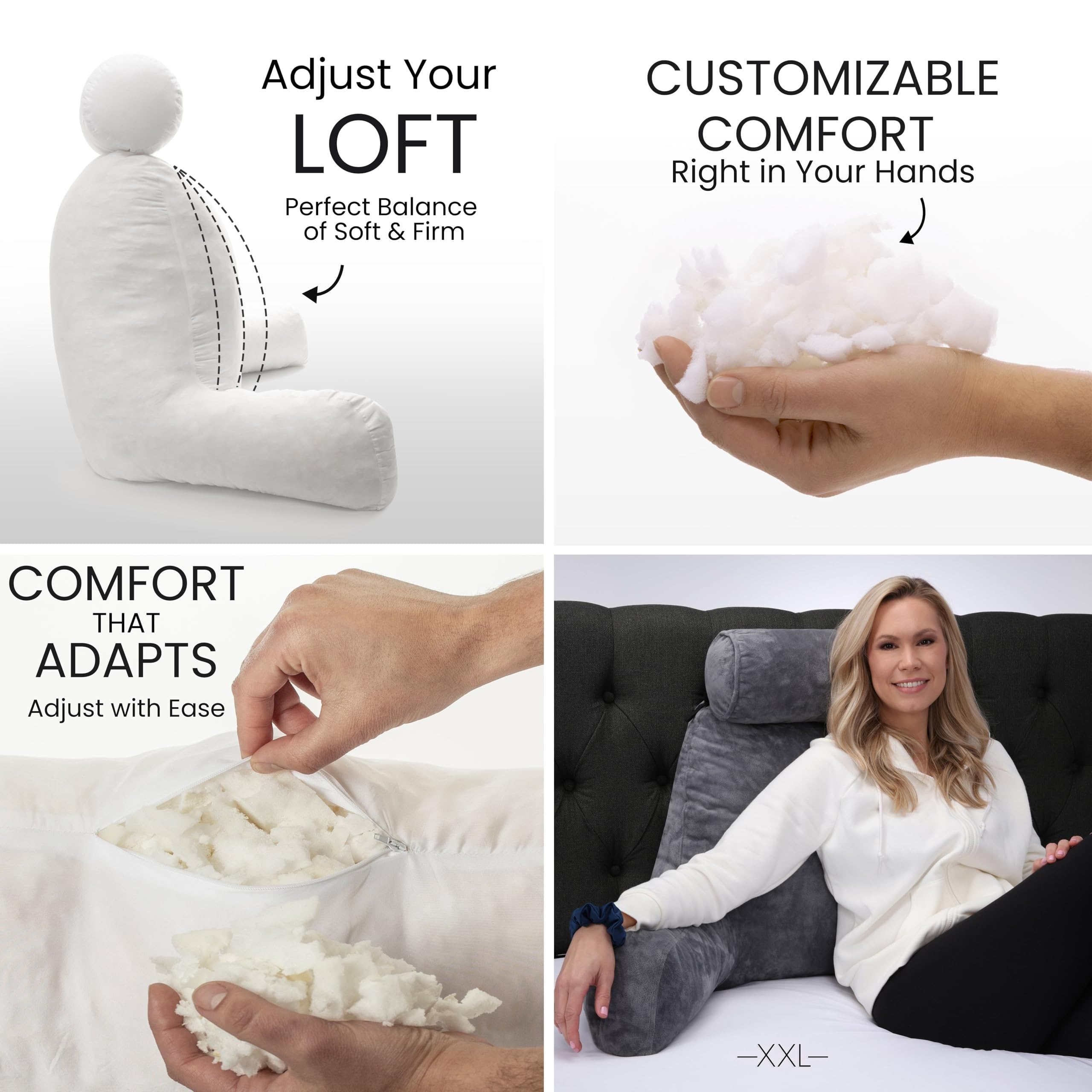 Husband Pillow XXL 30-inch height delivers full-back support in bed