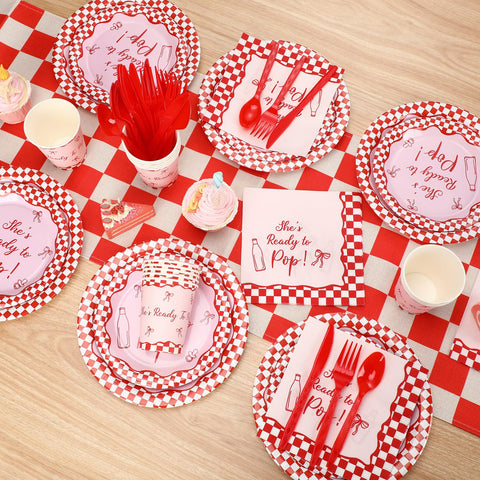 Hushee 9-inch plates with red checkered design for sturdy dining