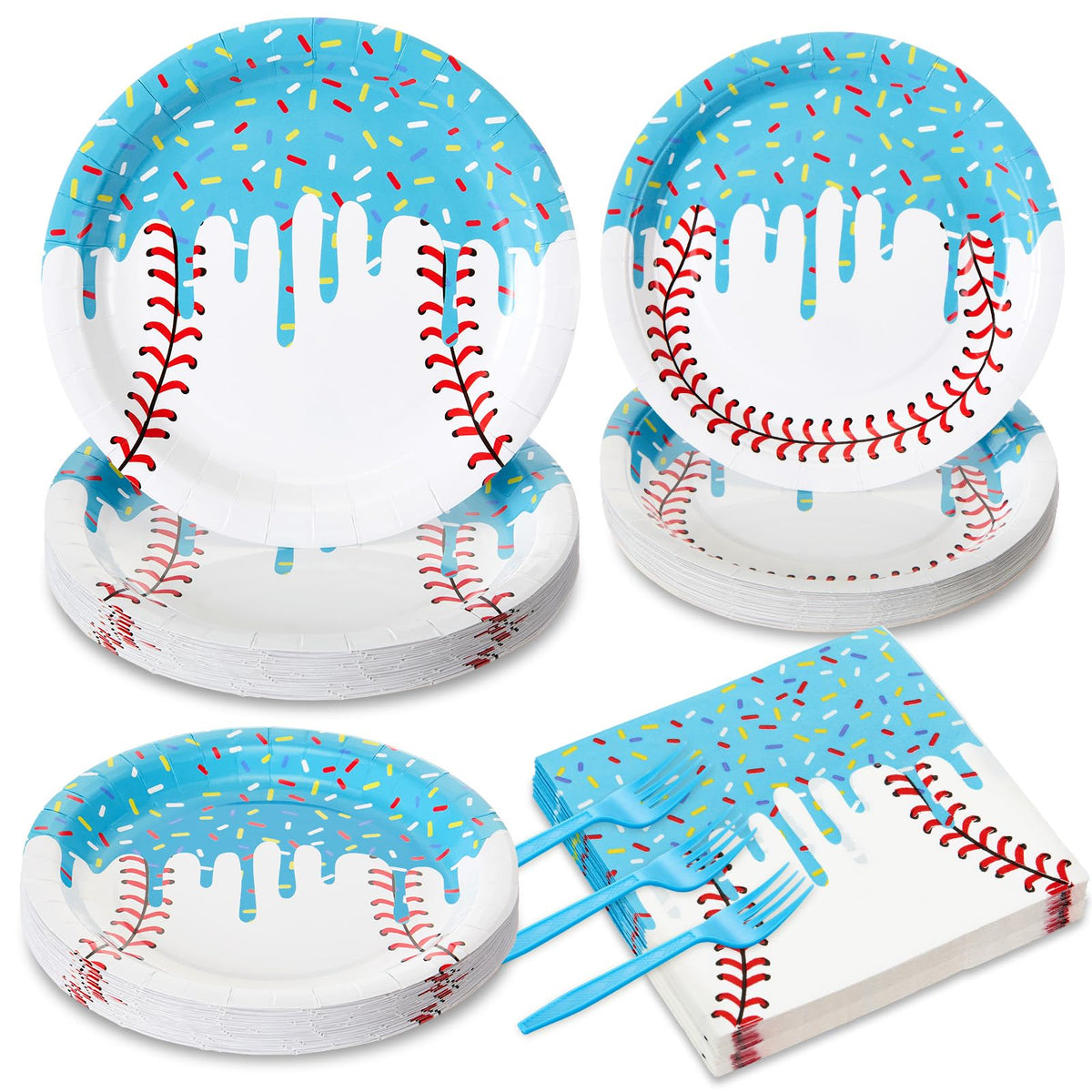Hushee baseball ice-cream drip plates 9in for mess-free meals at sports parties