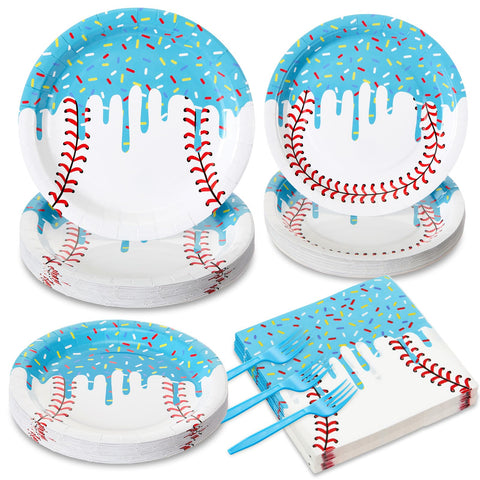 Hushee baseball ice-cream drip plates 9in for mess-free meals at sports parties