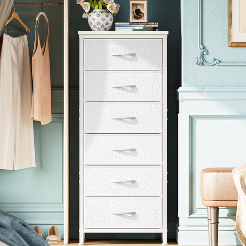 Huuger 43.3-inch tall dresser with 6 drawers keeps dorm essentials organized.