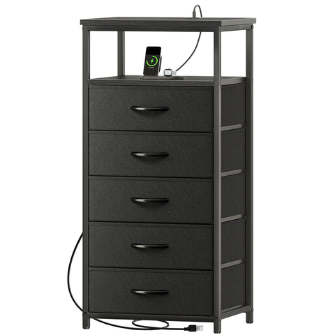 Huuger 5-drawer dresser with charging station on top for convenient device charging