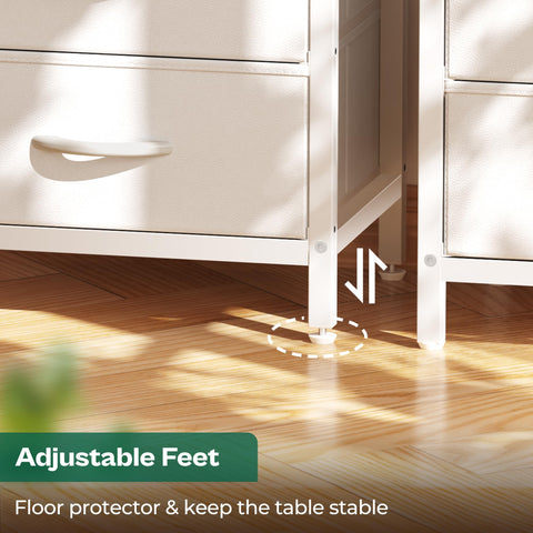 Huuger adjustable feet protect floors and prevent wobble.