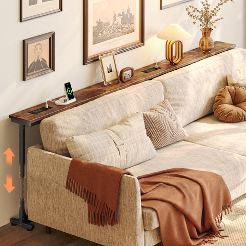 Huuger behind-couch table at 78-7inch height for easy reach behind the sofa.