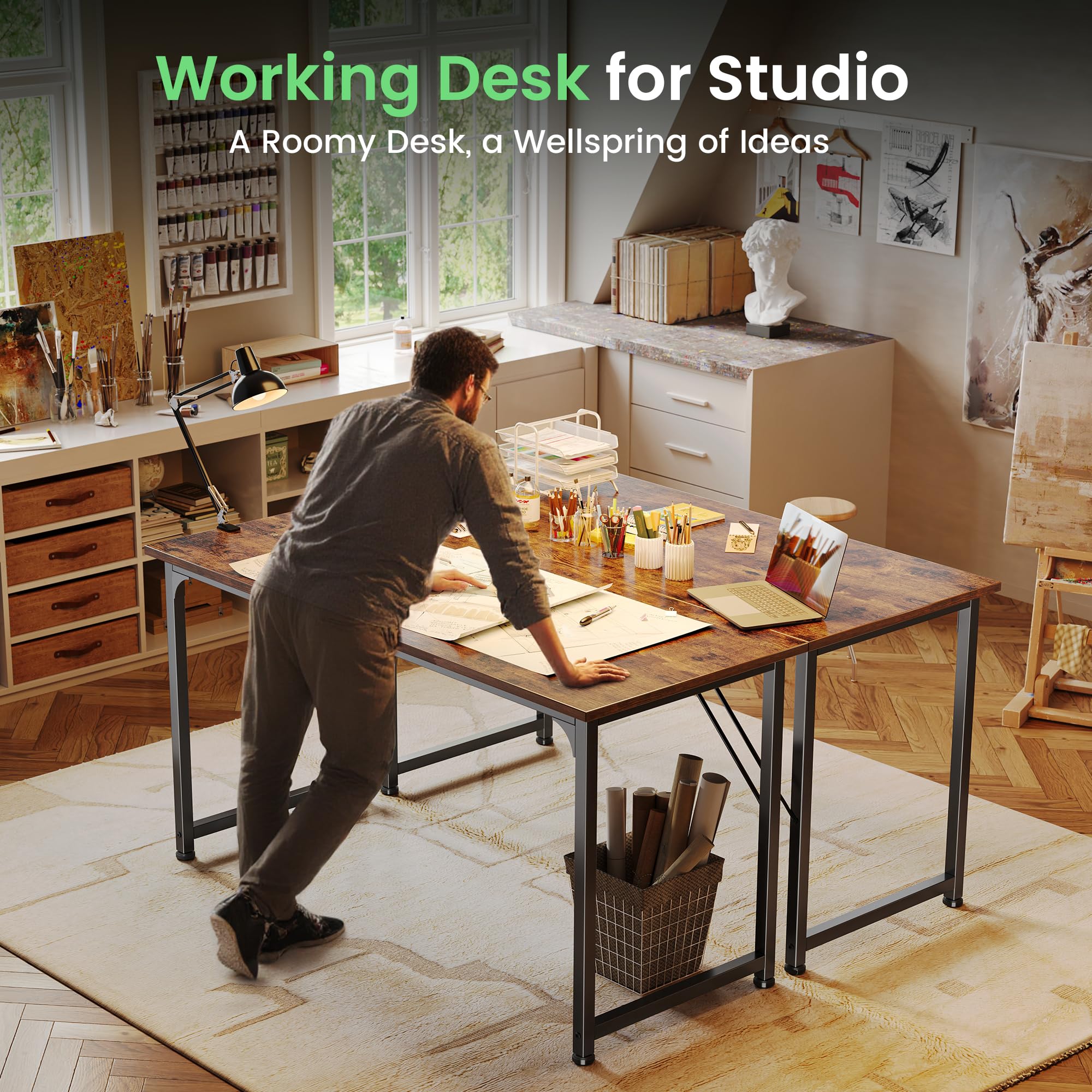 Huuger grey desk color complements modern home office