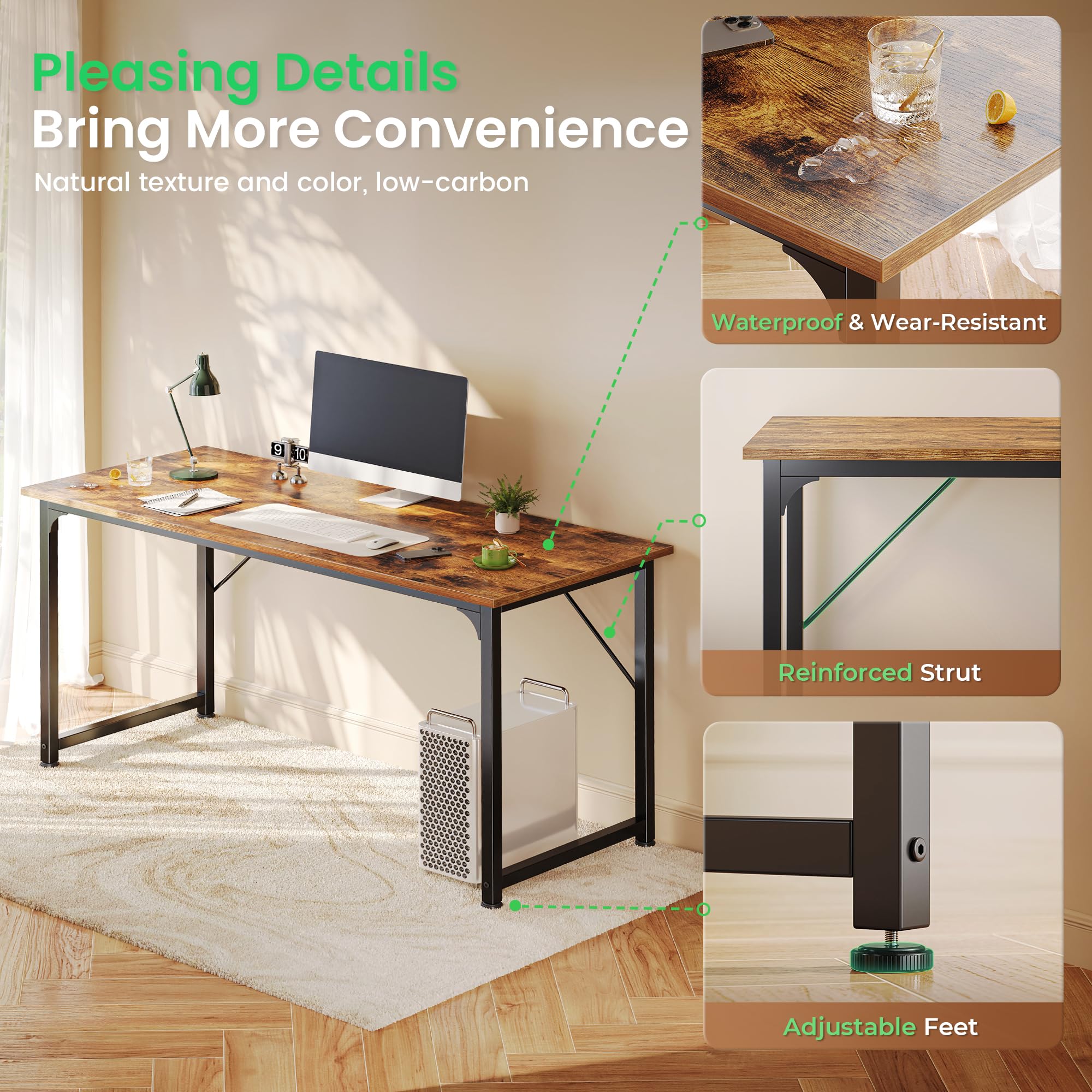 Huuger desk surface showing reinforced tabletop and legs