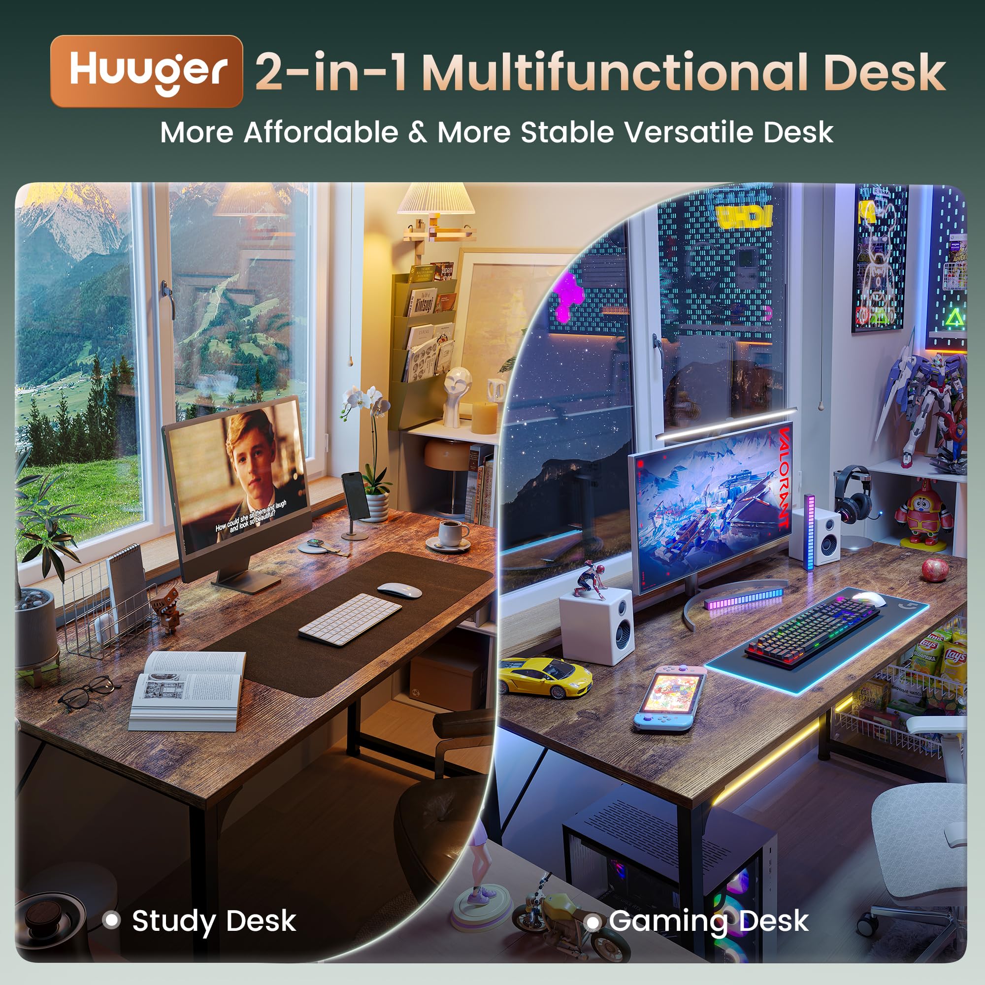 Huuger desk side profile highlighting sturdy frame
