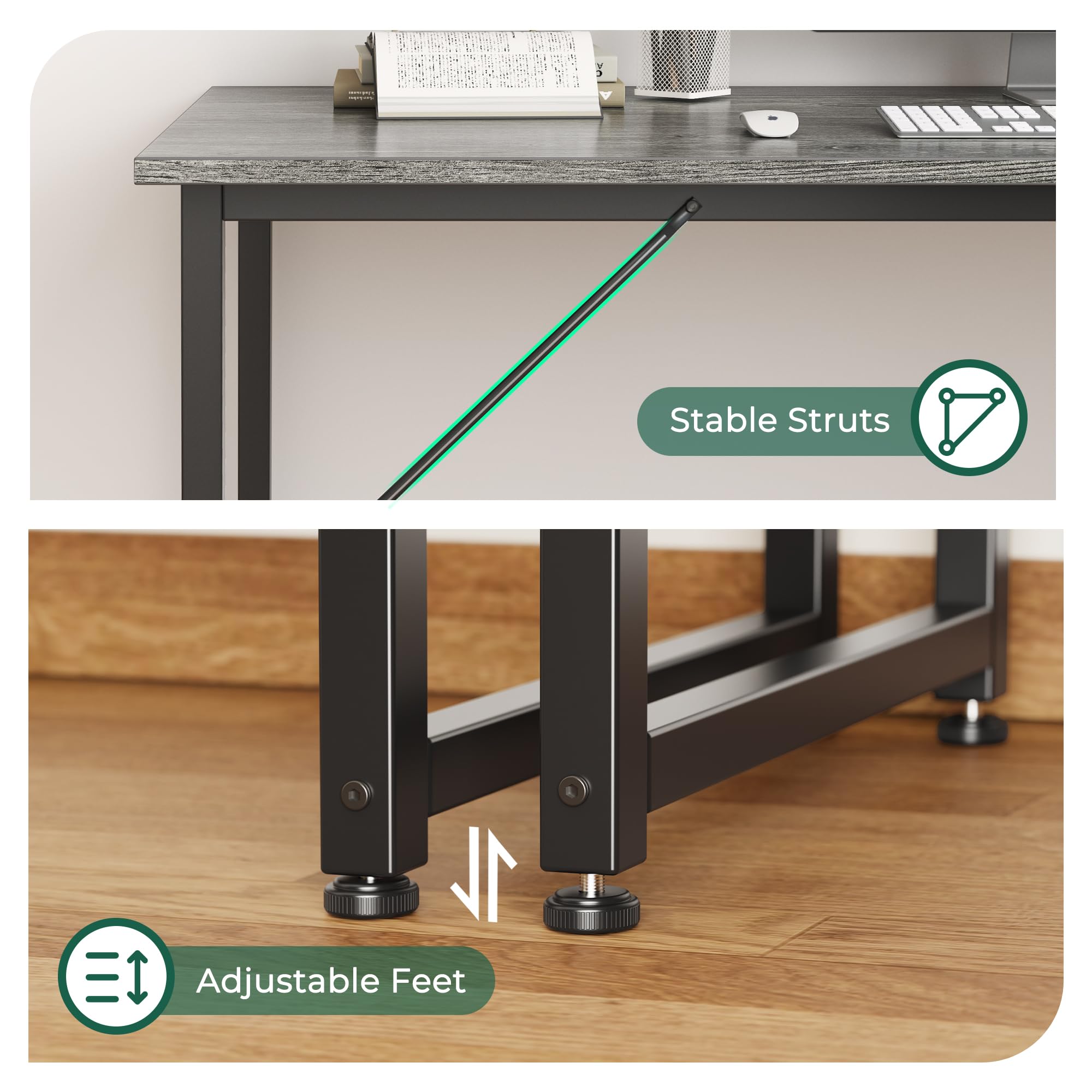 Huuger desk includes easy-to-follow assembly guide and included tools.