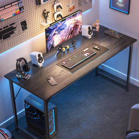 Huuger desk in sleek grey finish adding a modern touch to a home office.