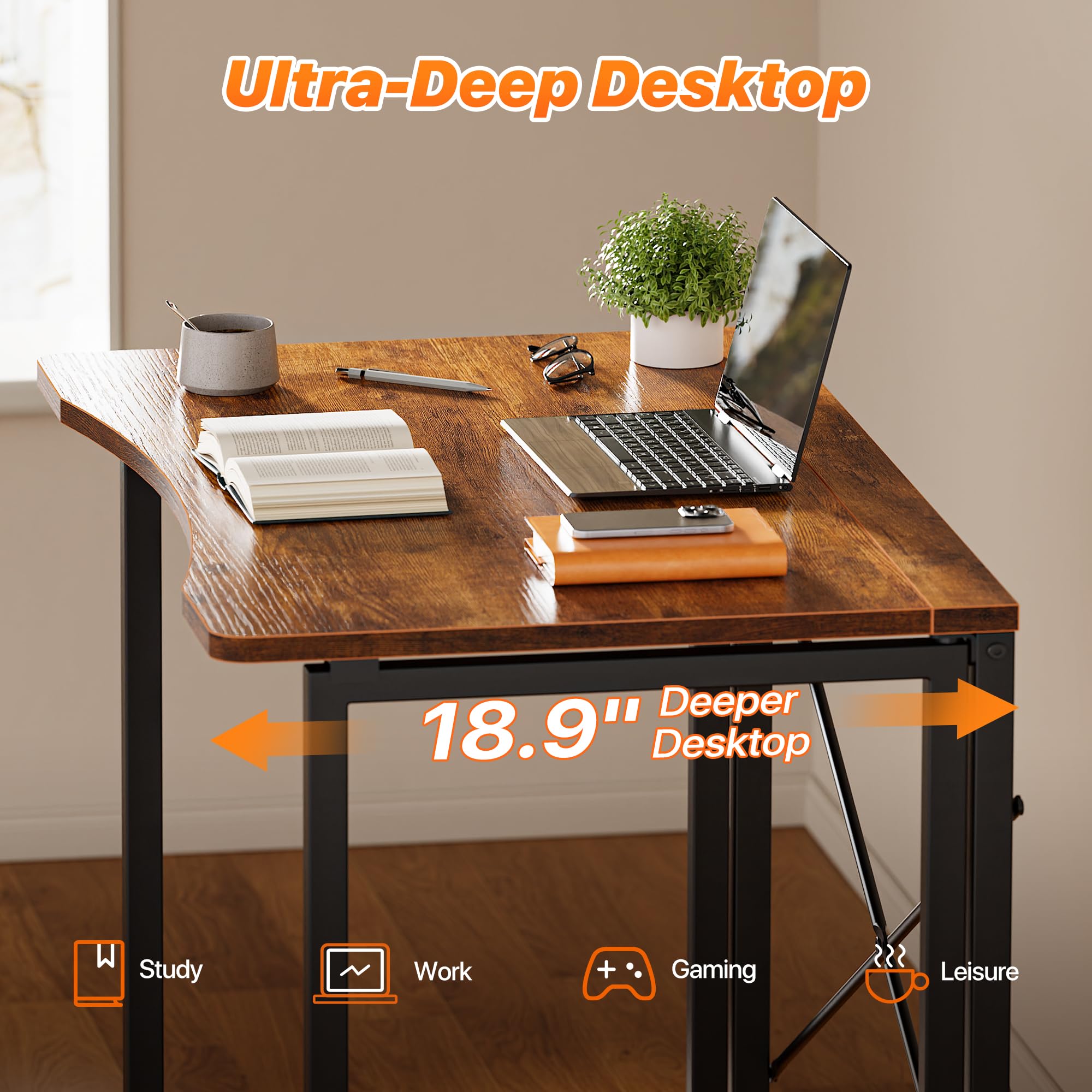 Huuger desk uses 18mm steel legs for stable support.