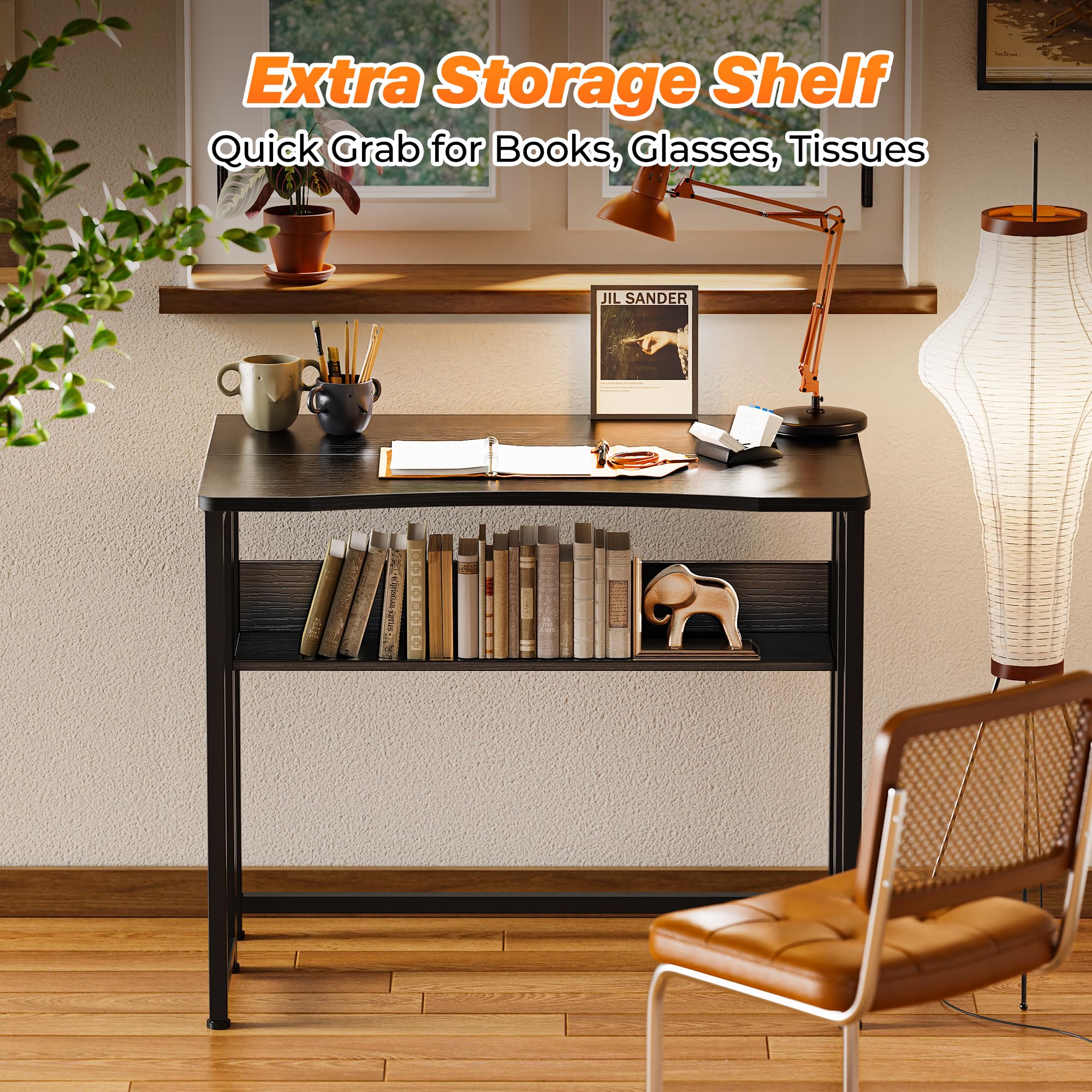 Huuger folding desk uses sturdy 18mm steel legs for stability.
