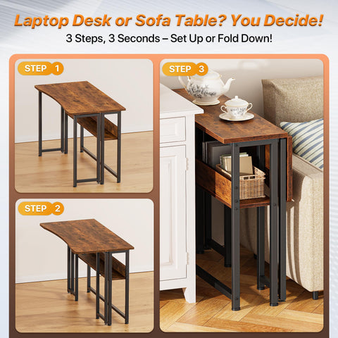 Huuger folding desk with 18mm steel legs, sturdy and stable