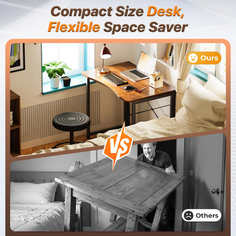 Huuger folding desk with a 31.5-inch surface for extra workspace.
