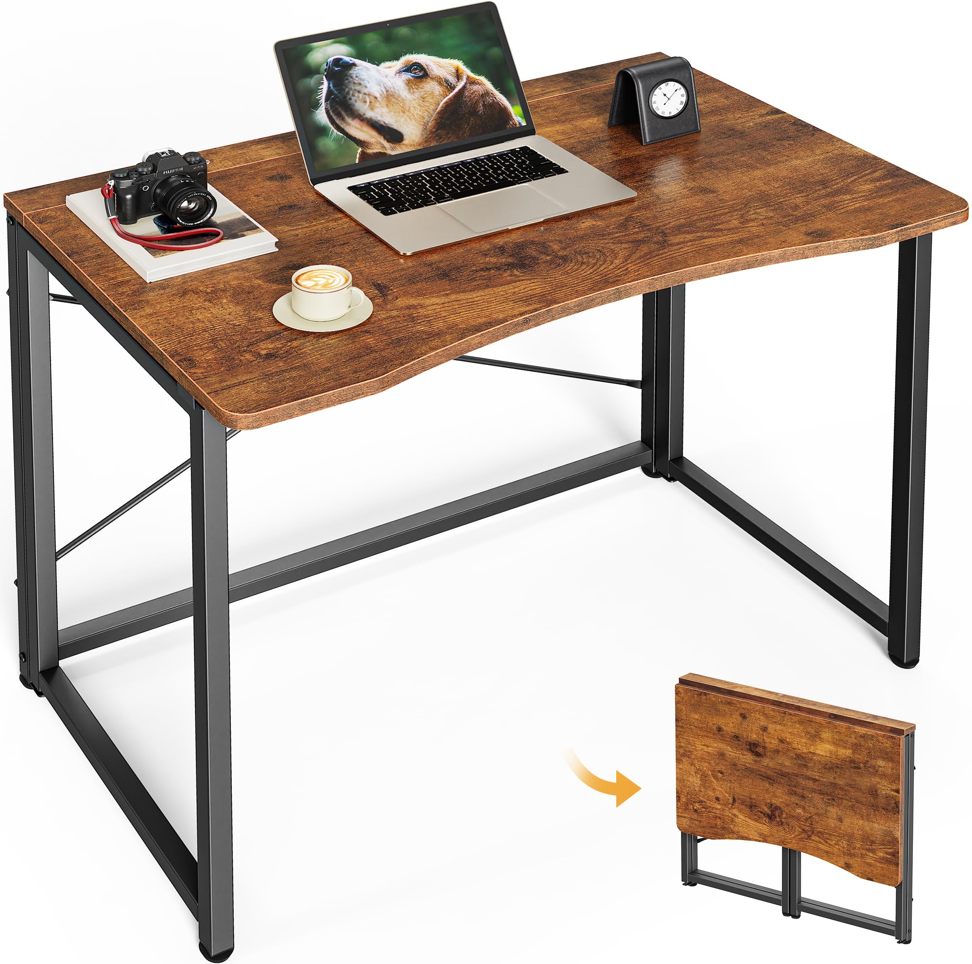 Huuger folding desk in compact fold saves space in small rooms.
